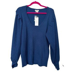 City Chic Womens Blue Scoop Neck Sapphire Sweater New Size 16